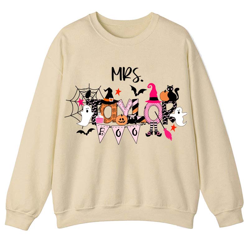 Personalized Name Happy Halloween Teacher Sweatshirt