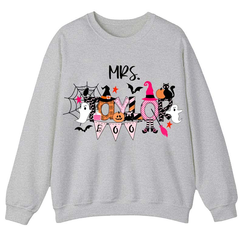 Personalized Name Happy Halloween Teacher Sweatshirt