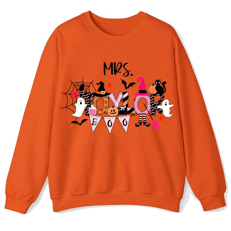 Personalized Name Happy Halloween Teacher Sweatshirt