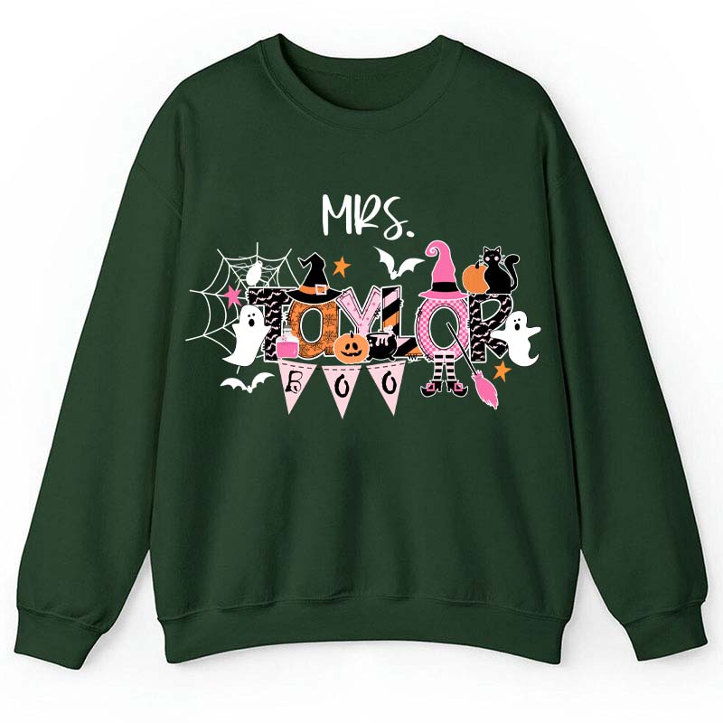 Personalized Name Happy Halloween Teacher Sweatshirt