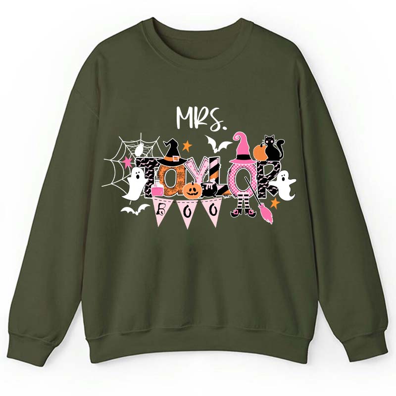 Personalized Name Happy Halloween Teacher Sweatshirt