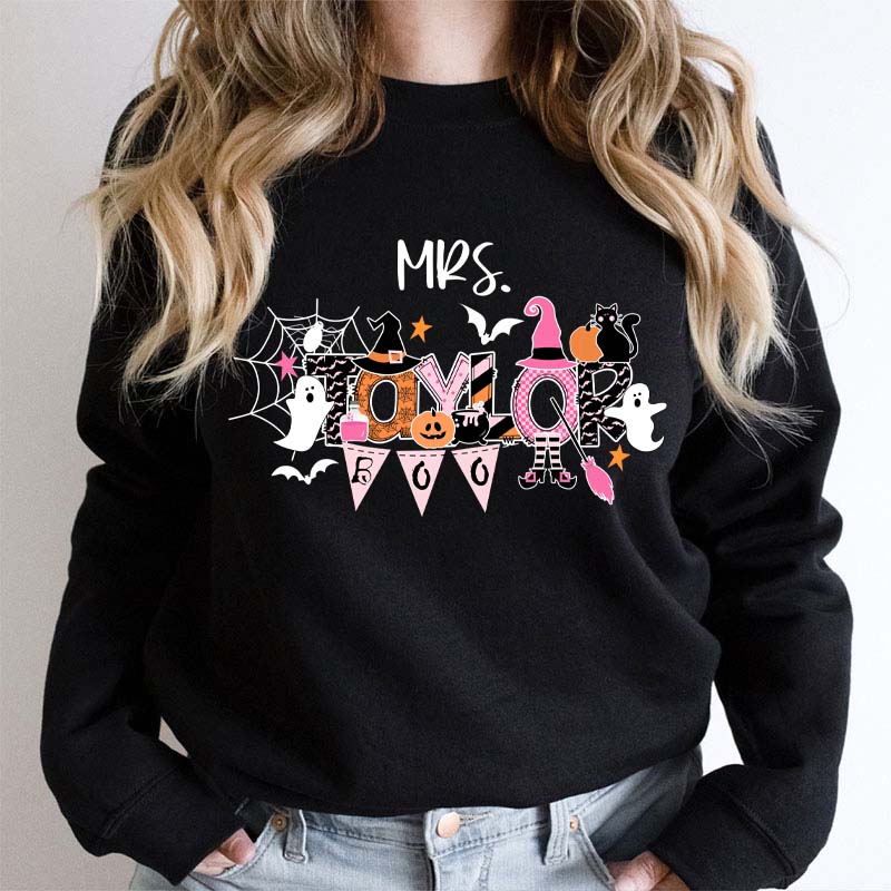 Personalized Name Happy Halloween Teacher Sweatshirt