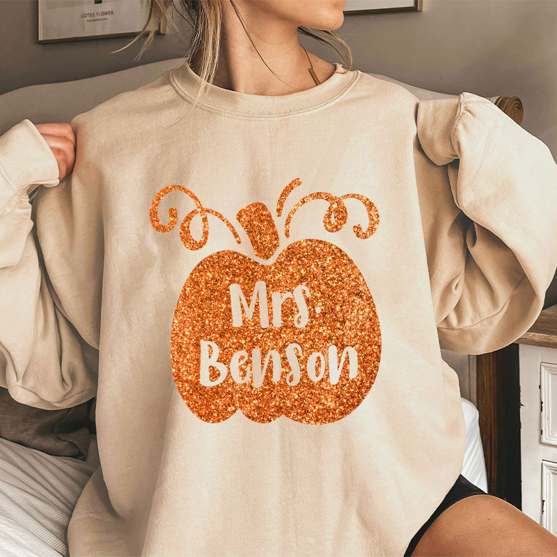 Personalized Halloween Pumpkins Teacher Sweatshirt