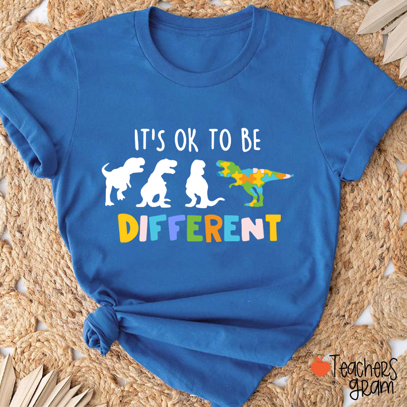Dinosaur It's Ok To Be Different Teacher T-Shirt