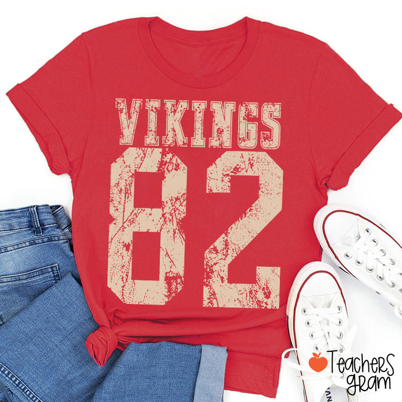Personalized Mascot Number Vintage Distressed Sport Teacher T‑Shirt
