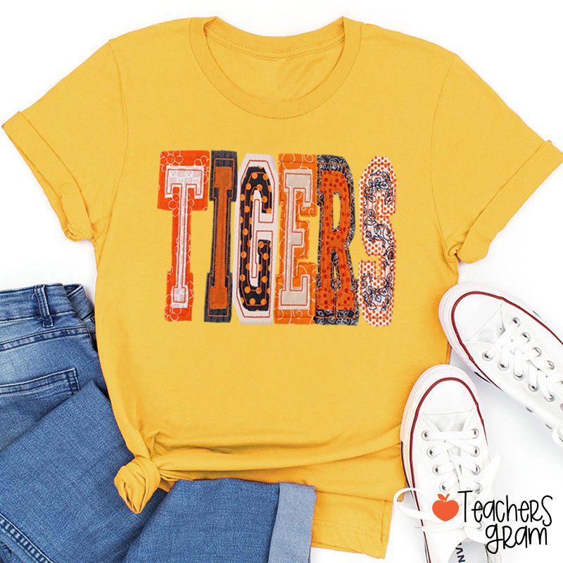 Personalized Mascot Mixed Print Letter Teacher T-Shirt