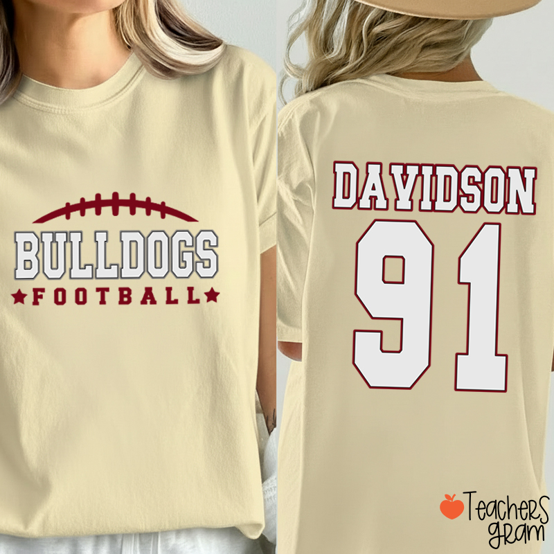 Personalized Name And Sport Number Teacher Two Sided T-Shirt