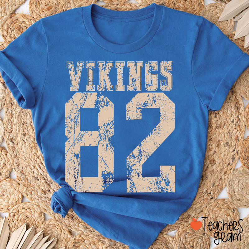 Personalized Mascot Number Vintage Distressed Sport Teacher T‑Shirt