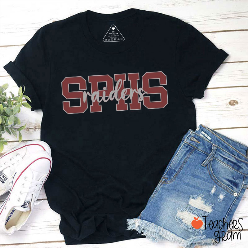 Personalized Mascot And School Initials Team Spirit Teacher T-Shirt