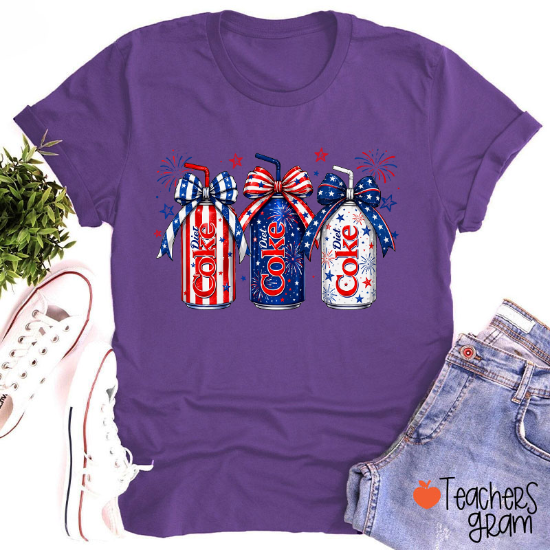 4th Of July Coquette Bow Coke Lover Teacher T-Shirt