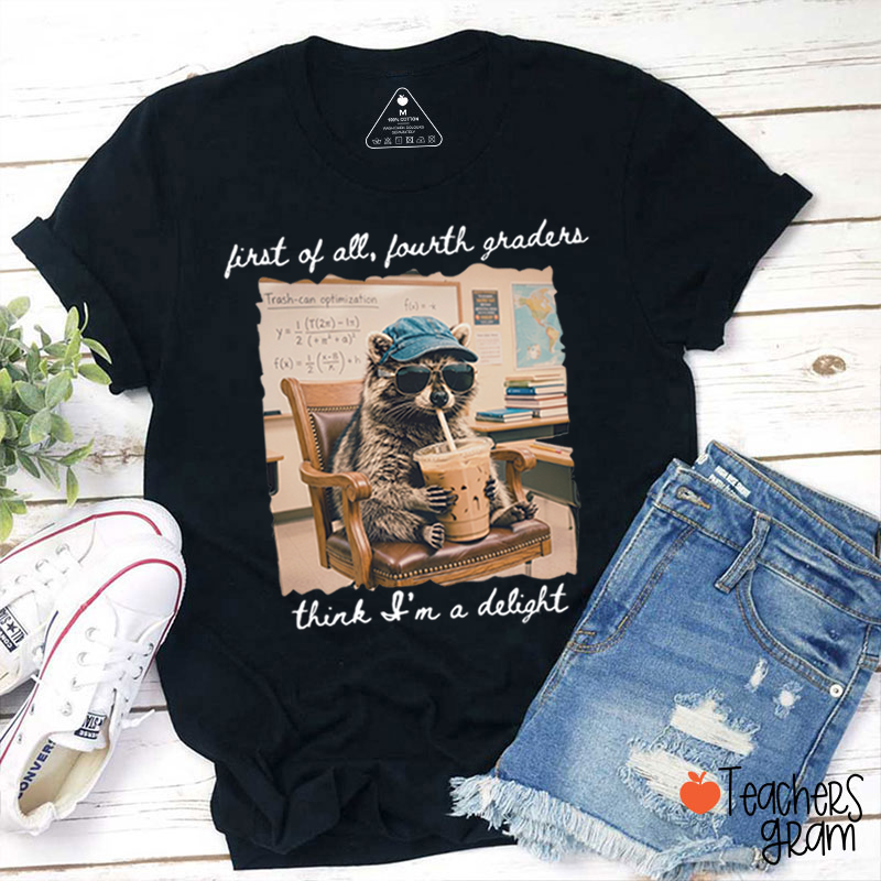 Personalized Grade Funny Coffee Raccoon Meme Teacher T-Shirt