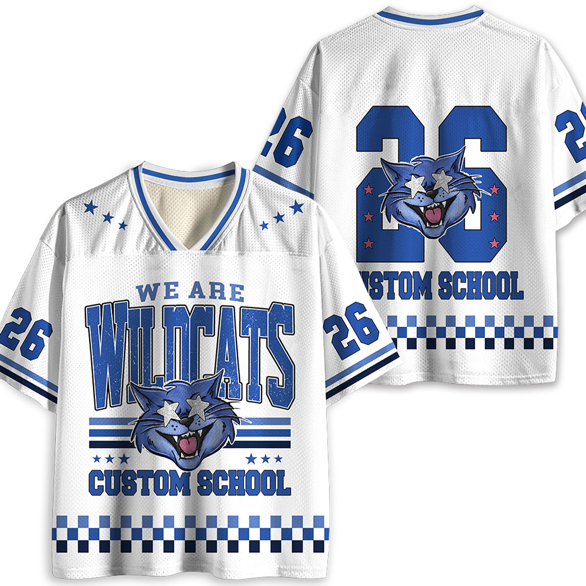 Personalized We Are Mascot School Spirit Checkered Teacher Mesh Jersey