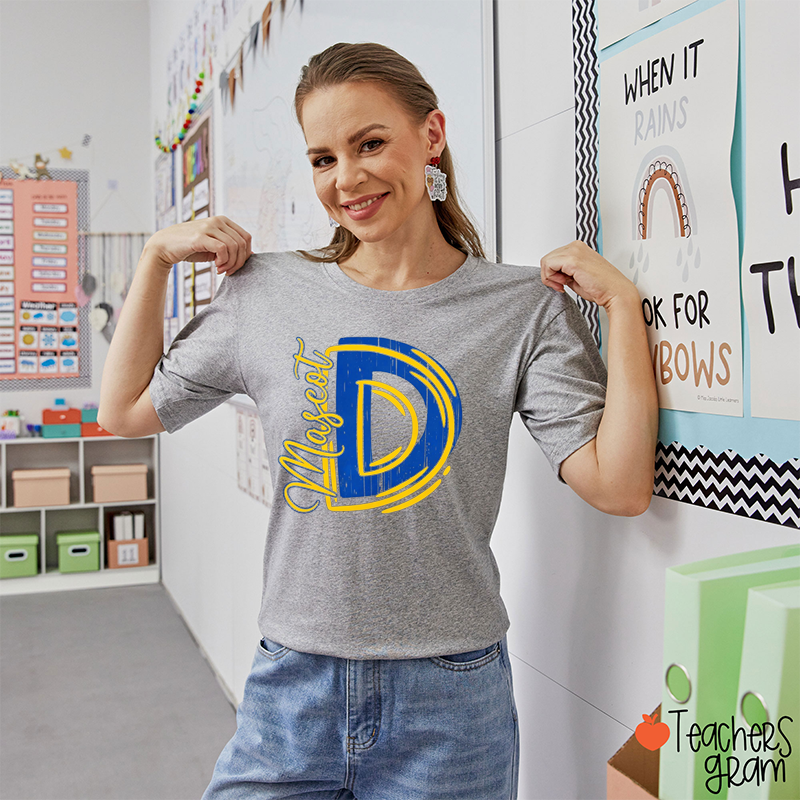 Personalized School Spirit Mascot Initial Teacher T-Shirt