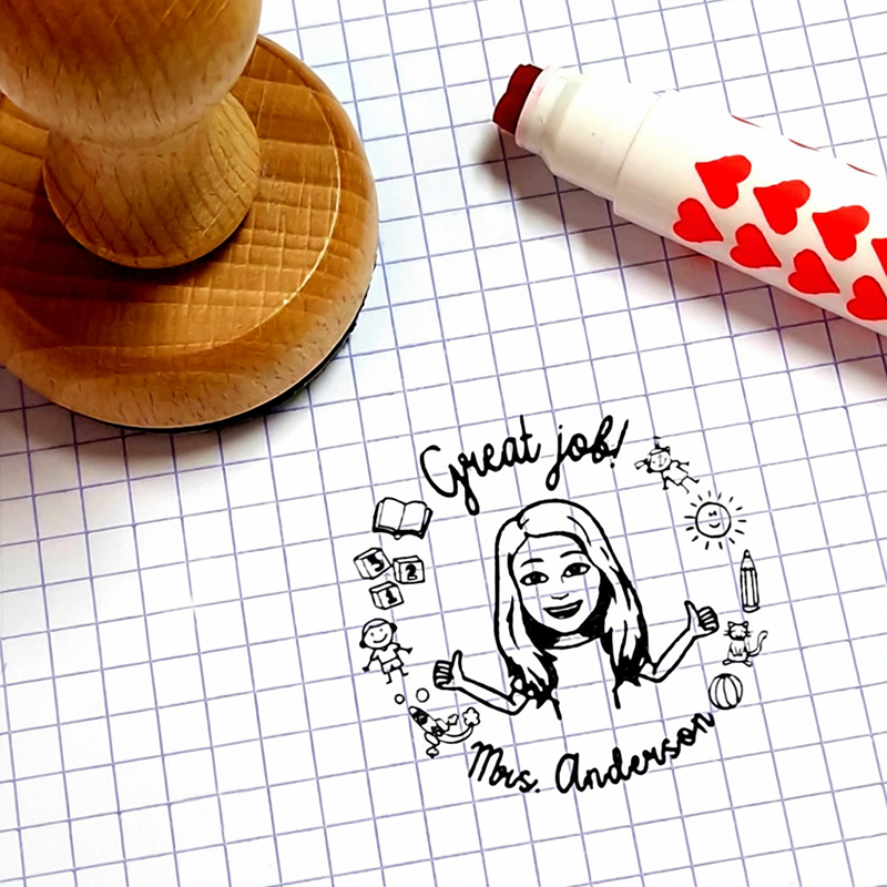 Personalized Face Emoji Grading Teacher Stamp