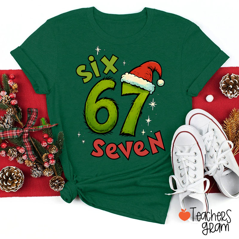 Six Seven Trending Christmas Teacher T-Shirt