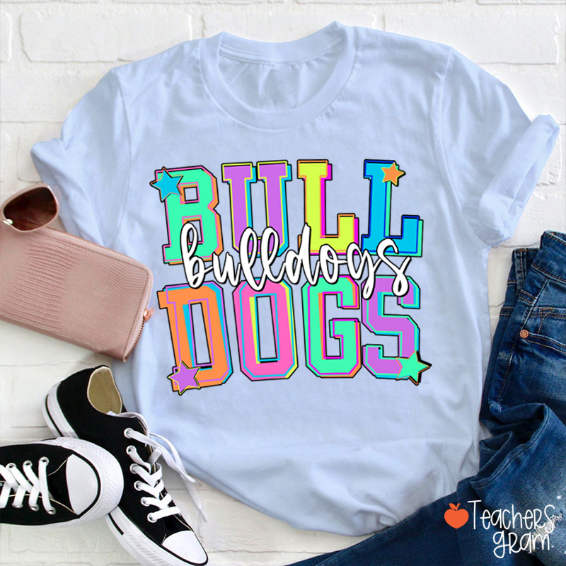 Personalized Mascot School Spirit Star Candy Color Teacher T-Shirt