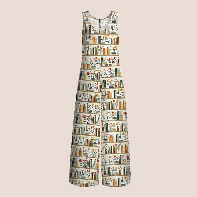 Retro Flowers Books Teacher Jumpsuit