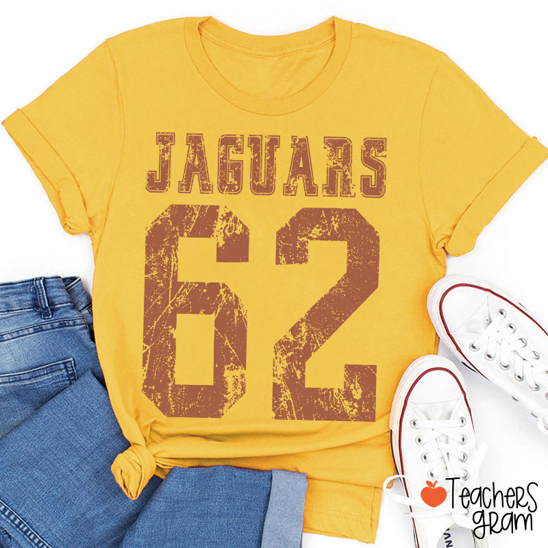 Personalized Mascot Number Vintage Distressed Sport Teacher T‑Shirt