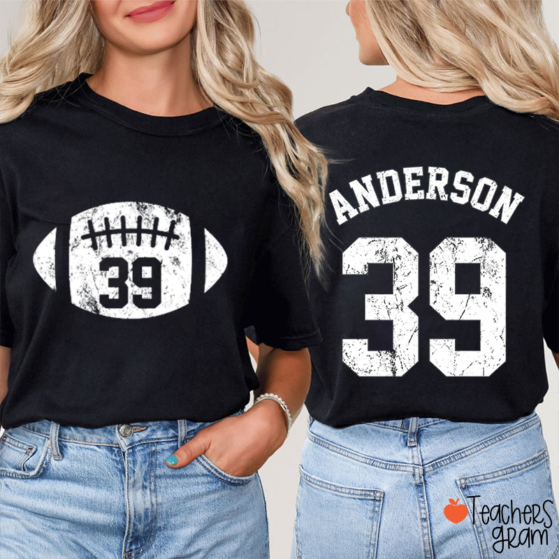 Personalized Number And Sport Teacher Two Sided T‑Shirt