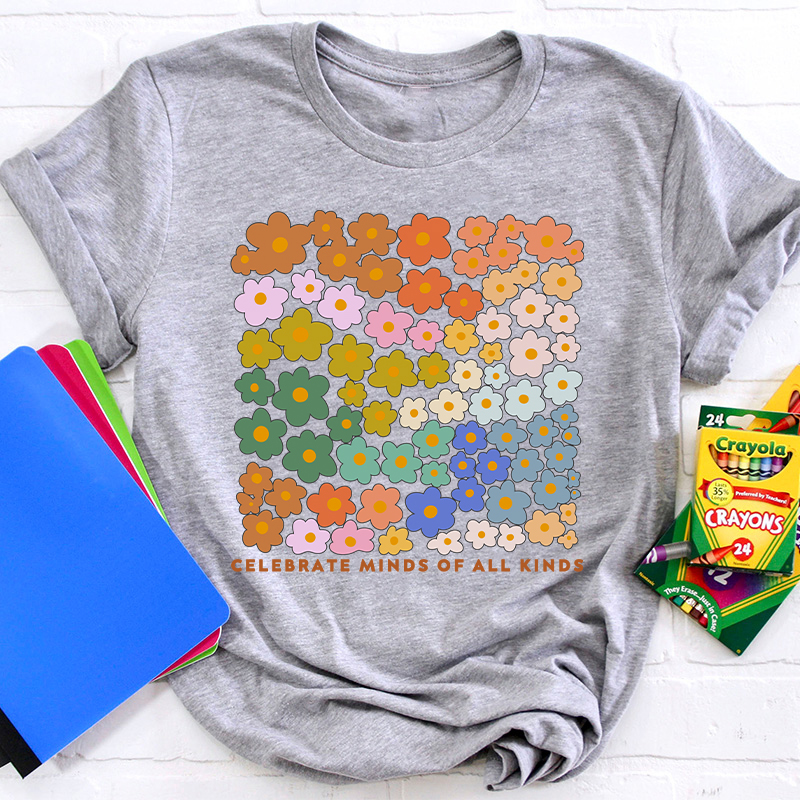 Celebrate Minds Of All Kinds Teacher T-Shirt Sale-Teachersgram