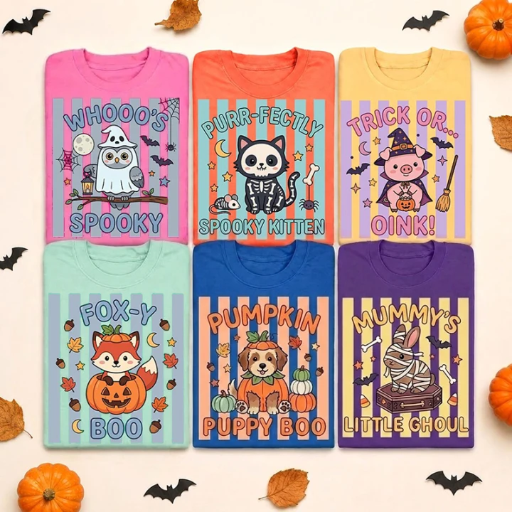 Personalized Cute Halloween Animal Boo Matching Tees Teacher T-Shirt