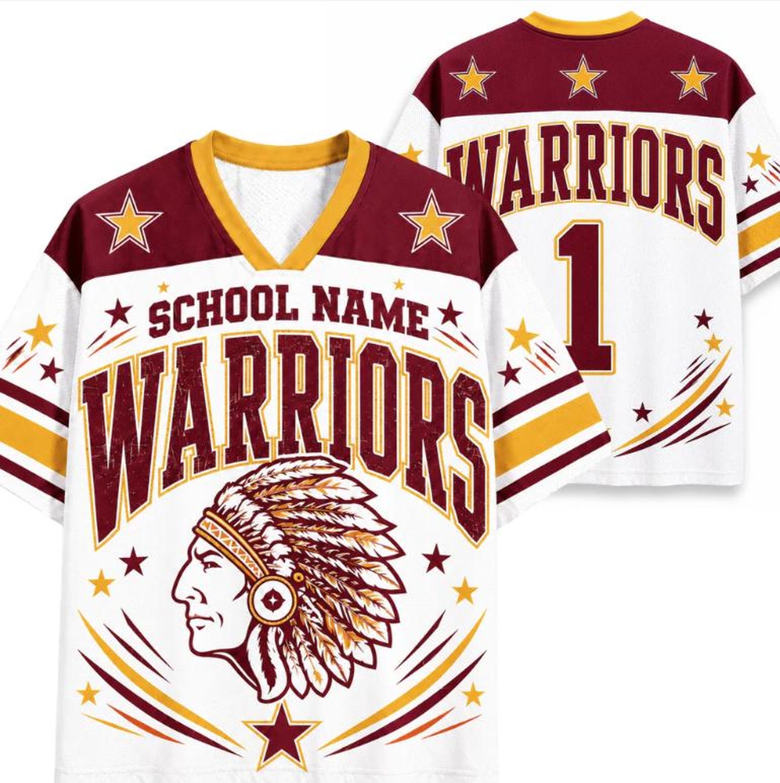 Personalized School Mascot Vintage Star Teacher Mesh Jersey