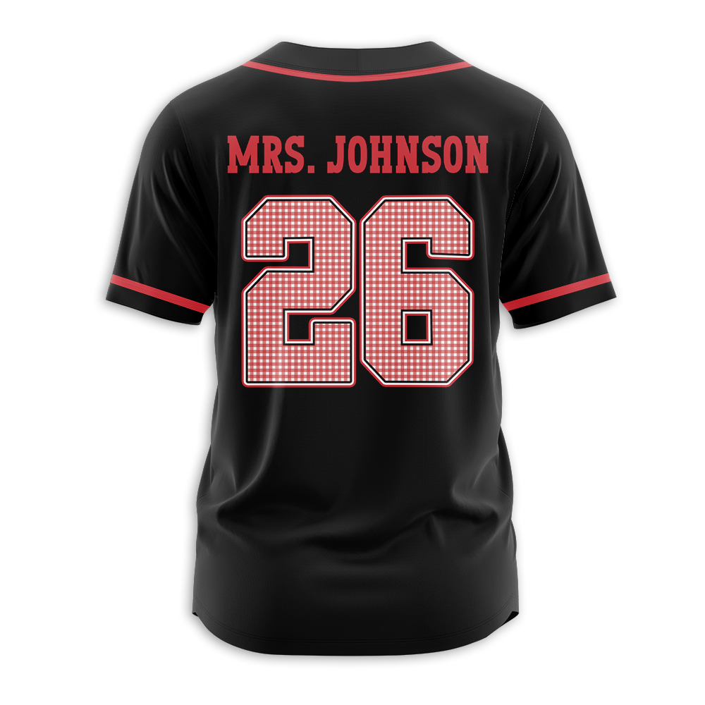 Personalized Greade And Name Coquette Bow Pennant Teacher Baseball Jersey