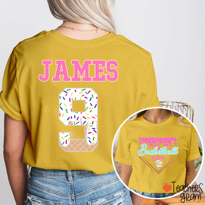 Personalized Sport Ice Cream Drip Teacher Two Sided T-Shirt