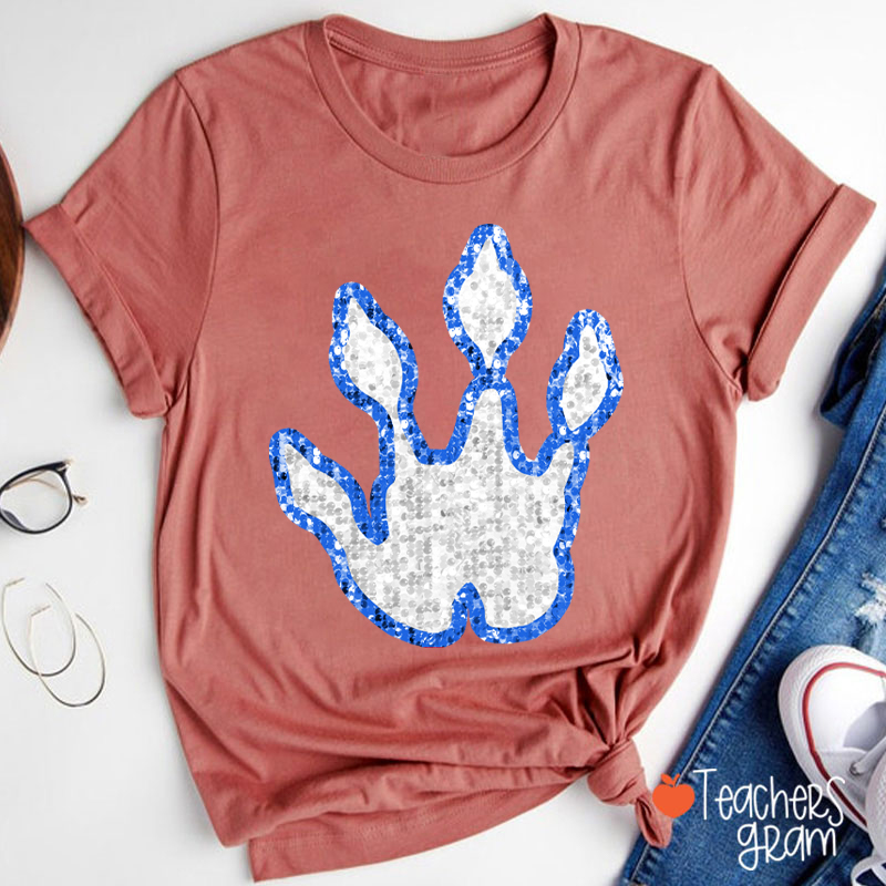 Personalized Paw Glitter School Spirit Teacher T-Shirt