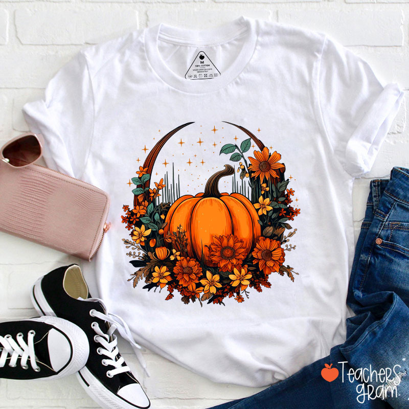 Fall Vibes Pumpkin Teacher T-Shirt