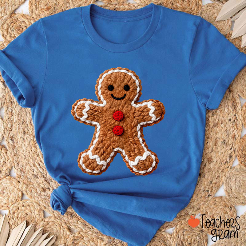 Faux Yarn Gingerbread Man Teacher T-Shirt