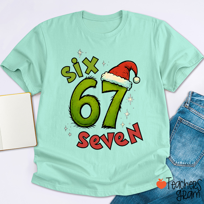 Six Seven Trending Christmas Teacher T-Shirt