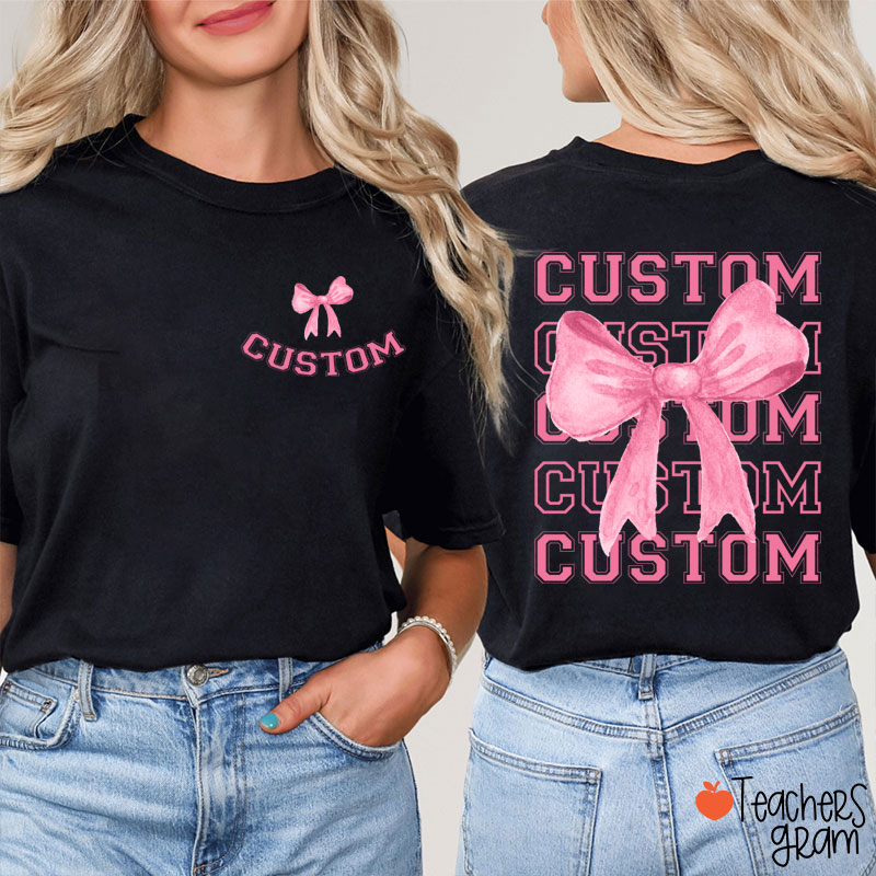 Personalized Bow Tie Team Teacher Two Sided T-Shirt