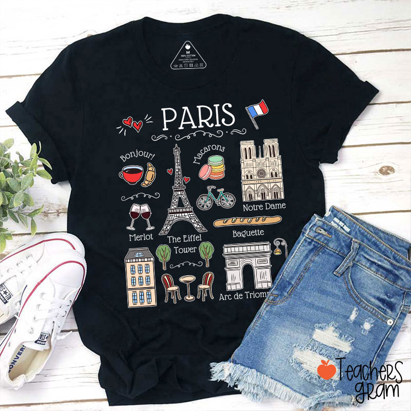 Eiffel Tower French Landmarks French Teacher T-Shirt