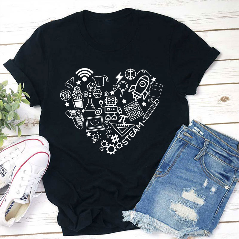 Stem Heart Shape Teacher T-Shirt Sale-Teachersgram