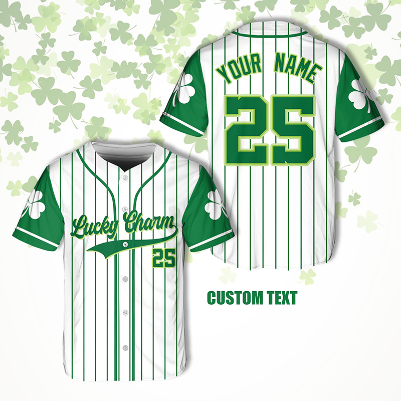 Personalized Name Lucky Charm St Patrick's Day Teacher Baseball Jersey
