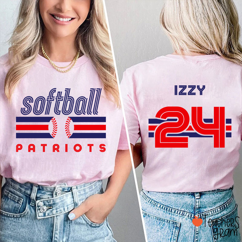 Personalized Mascot Name And Number Sport Teacher Two Sided T-Shirt