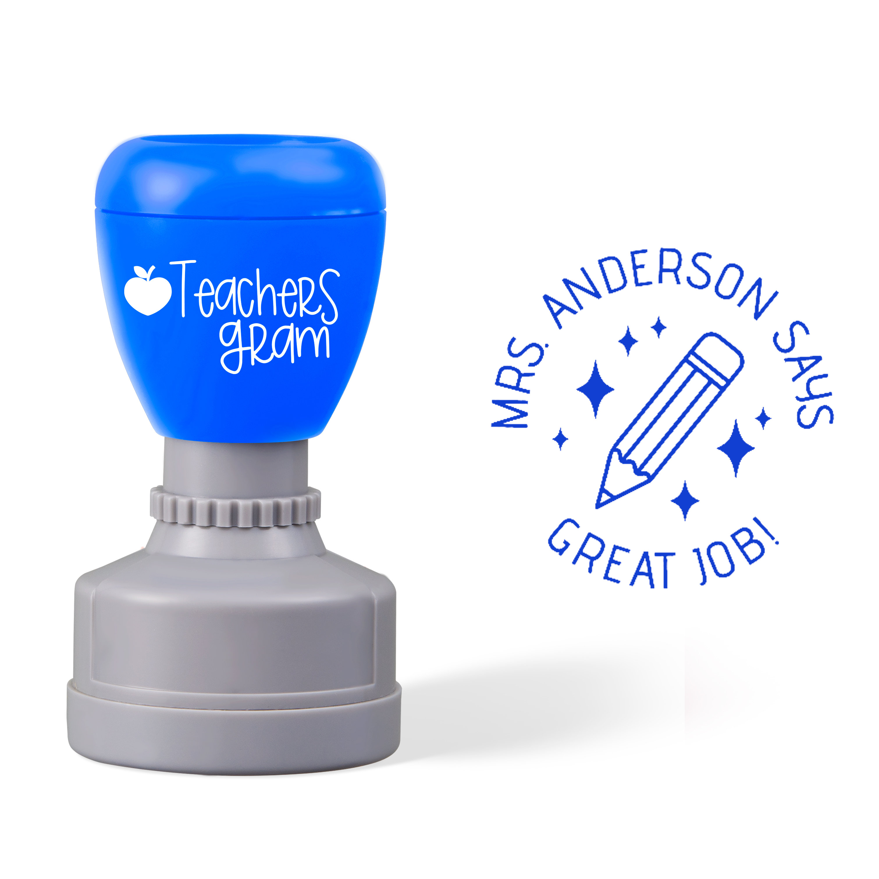 Personalized Name Great Job Pencil Teacher Stamp