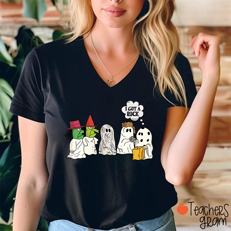 I Got A Rock Halloween Teacher Female V-Neck T-Shirt