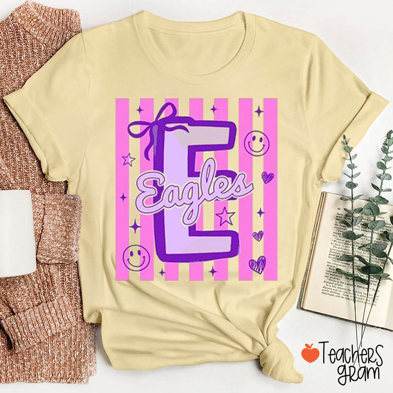 Personalized Letter Stripe Teacher T-Shirt