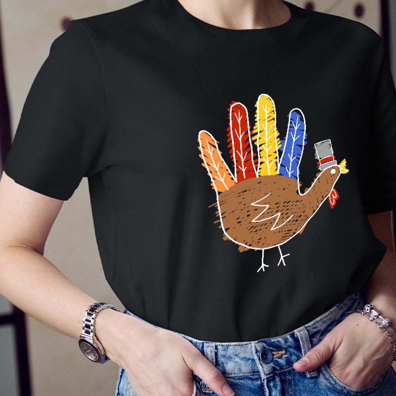 Hand Painted Turkey Teacher T-Shirt