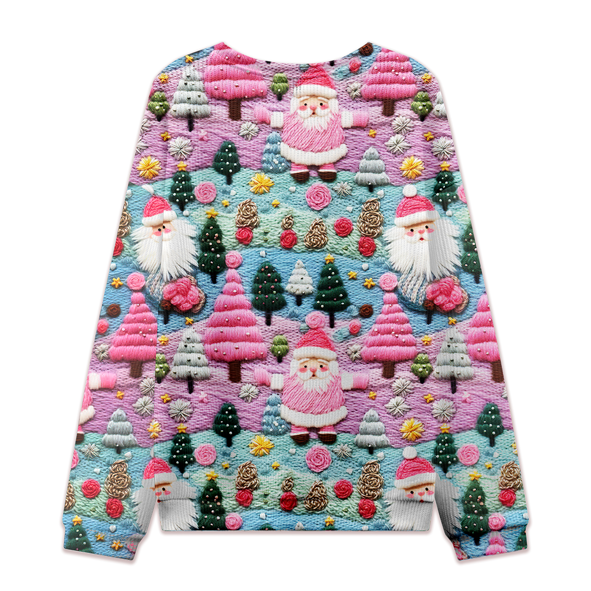 Pink Dreamy Christmas Teacher Cable Knit Sweatshirt