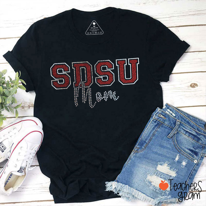 Personalized School Abbreviation And Name Faux Glitter Teacher T-Shirt