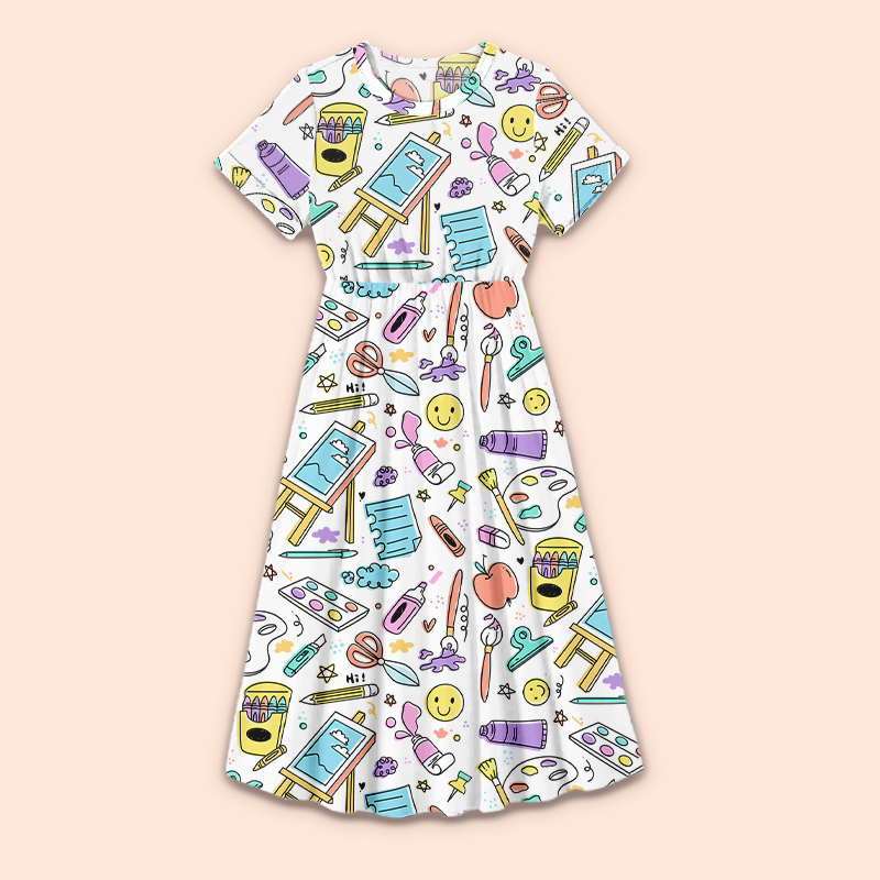 Freely Draw The Picture In Your Mind Teacher Printed Dress