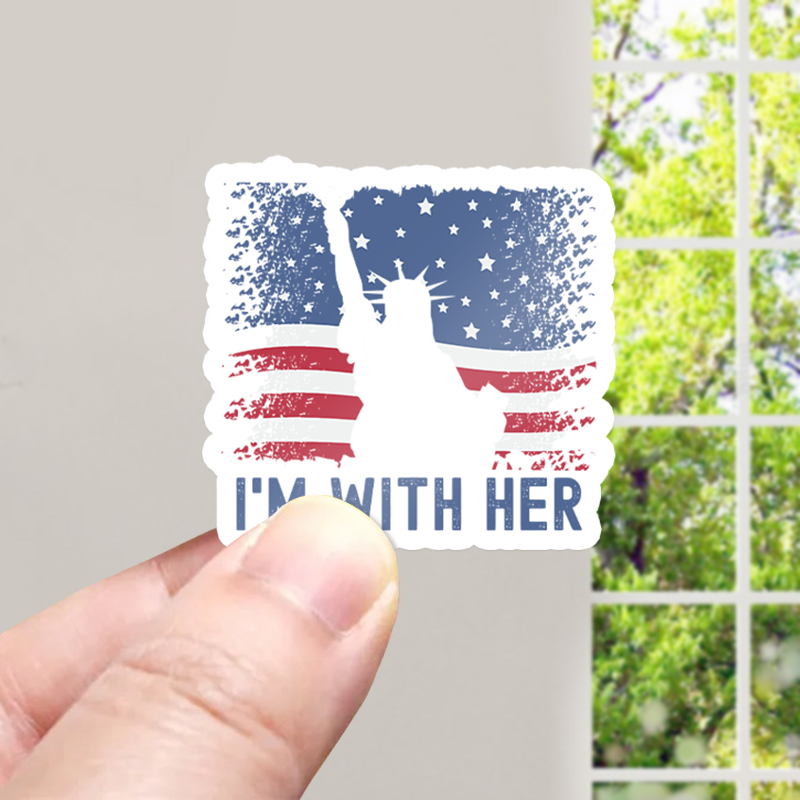 America Flag I'm With Her Teacher Stickers