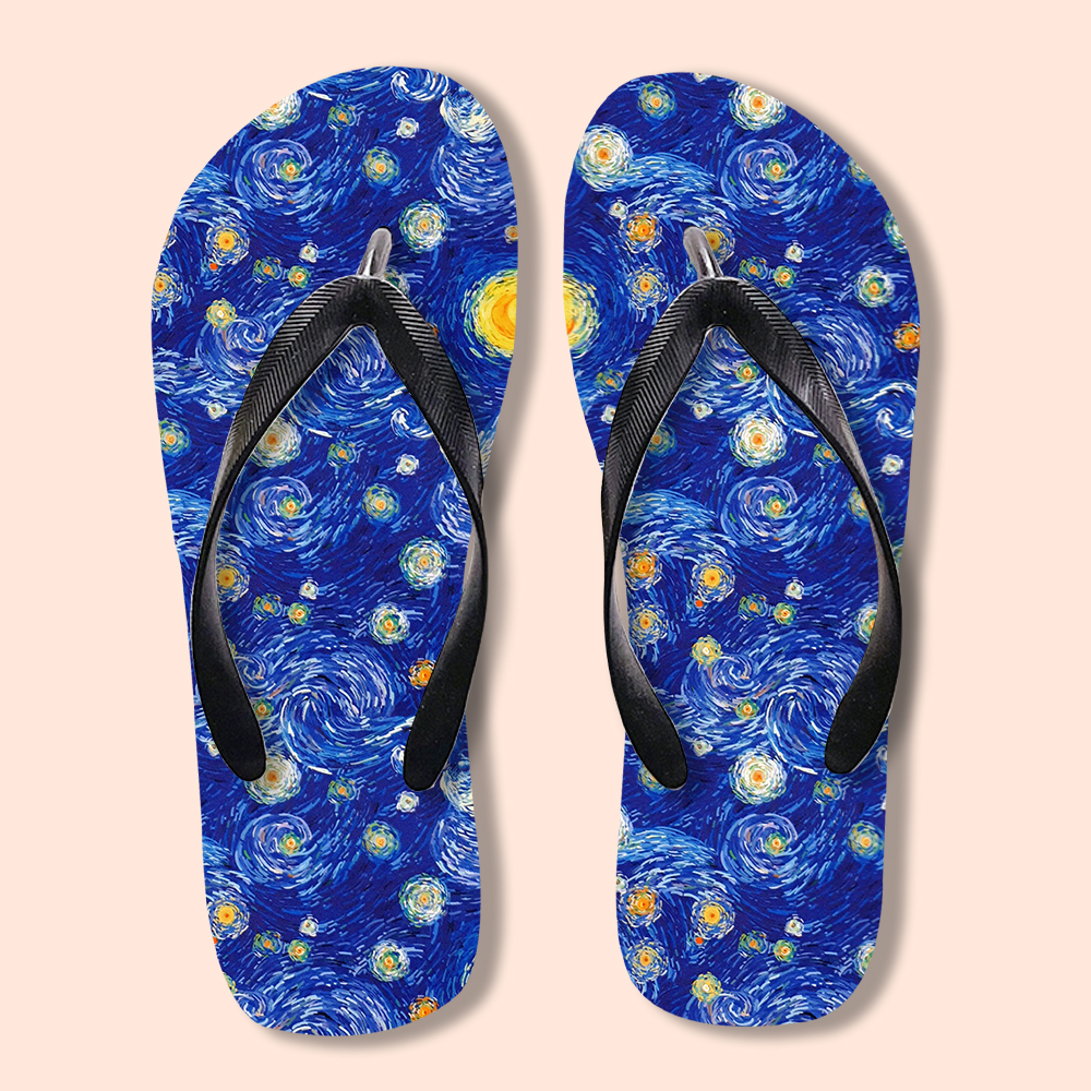 Night Of Stars And Moon Teacher Flip Flops