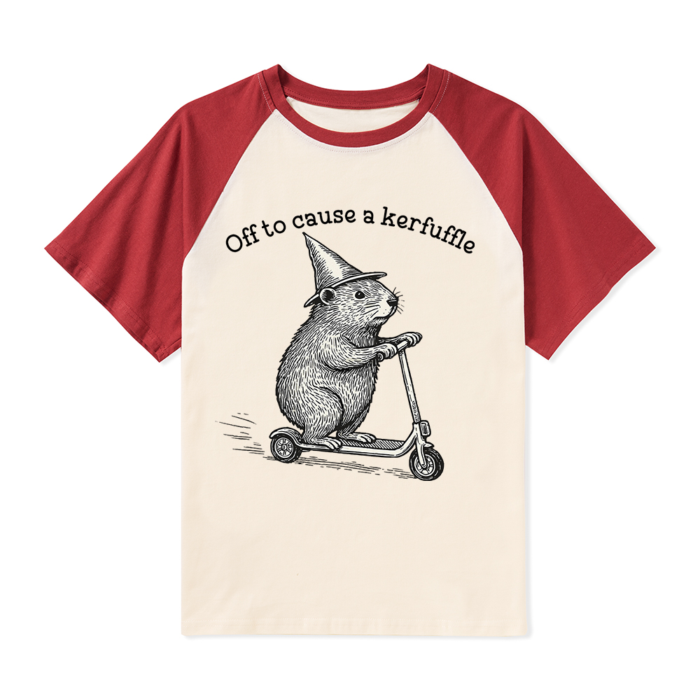 Off To Cause A Kerfuffle Teacher Raglan T-Shirt
