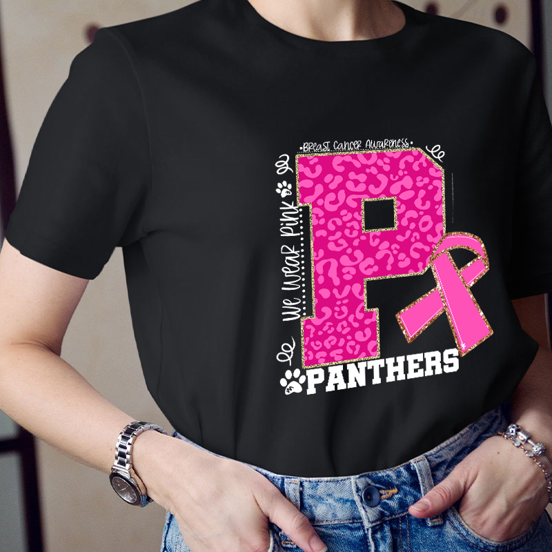 Personalized We Wear Pink Breast Cancer Teacher T-Shirt