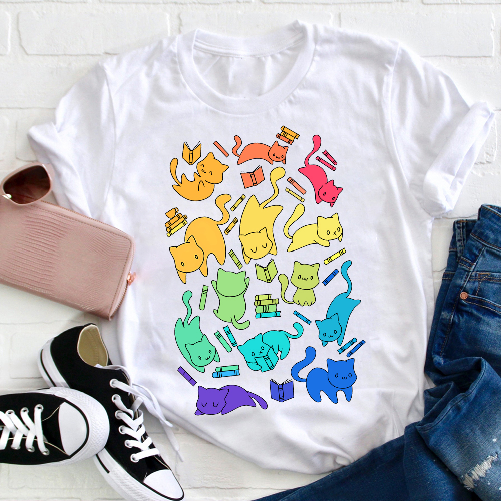 Cats And Books Teacher T-Shirt