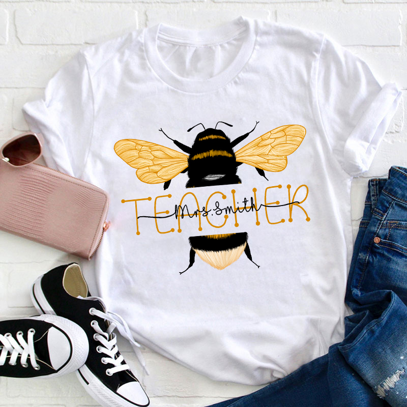 Personalized Name Bee Kind Teacher T-Shirt